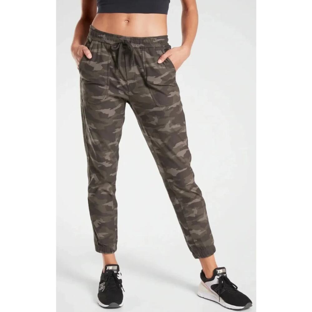Athleta Camo Farallon Jogger Plus Size 18 Olive Green Drawstring High Rise Pants